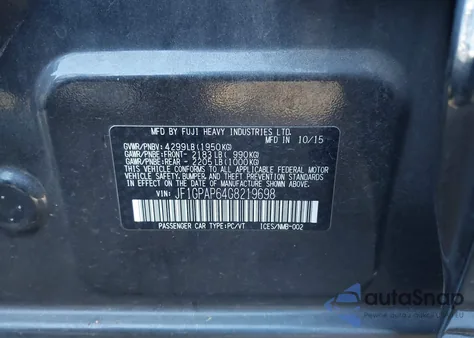 2016 Subaru Impreza 2.0I Sport Premium z USA, uszkodzony, nr VIN JF1GPAP64G8219698